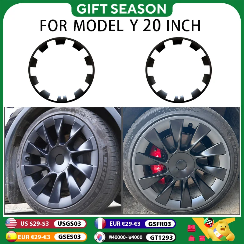 For Tesla Model Y 20 Inch Rim Wheel Hub Protection Patch Protectors ABS Wheel Guard Covers Accessories Auto Exterior 2019-2024