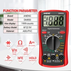 Digital DM850 Electronic Digital Multimeter Professional 1999 Counts Multimeter AC / for DC Ohm Tester Electronic Compon