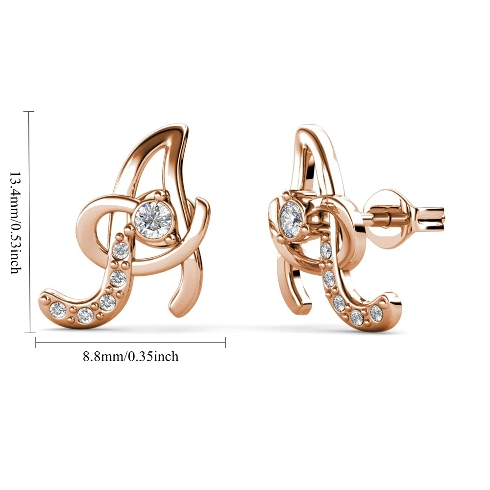 Monogram A Stud Earrings Embellished with Swarovski Crystals Personalized Monogram Earrings Hypoallergenic Shiny Initial Jewelry