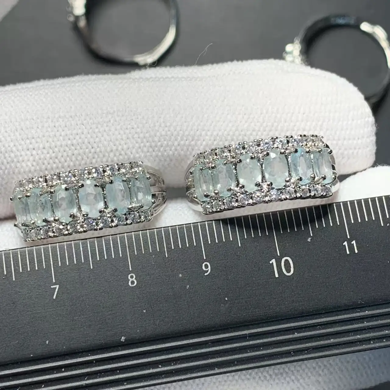 Vintage Natural Aquamarine Ring For Women Stainless Steel Simple Fine Jewelry Stone Gemstone Classic Style