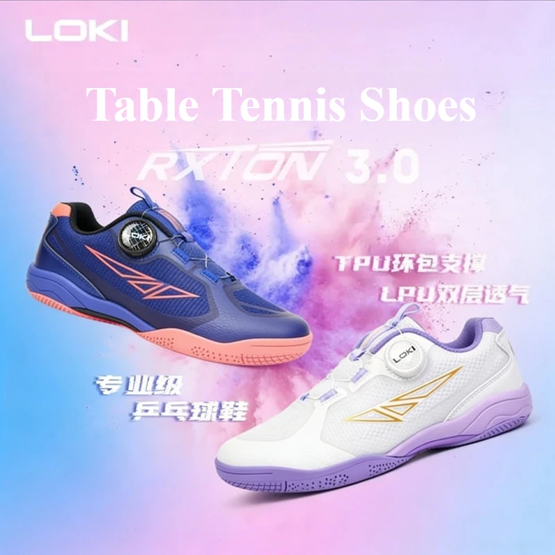

LOKI RXTON 3 Unisex Table Tennis Shoes Breathable Shock-absorbing Training Sports Shoes Laceless Professional Ping Pong Shoes