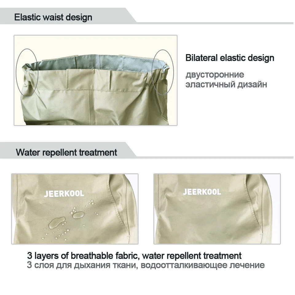 Original Jeerkool Fly Fishing Waders Waist Pants Waterproof Breathable Chest Hunting Wading Pants Rafting Jerseys For Shoe