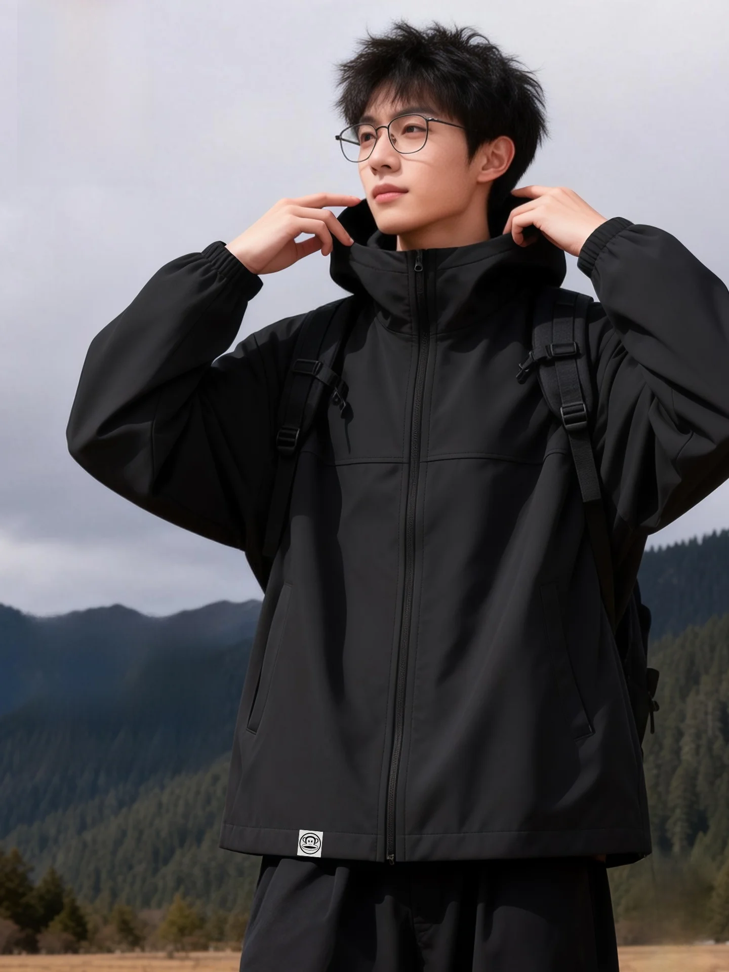 

Loose Fit Hooded Jaet Outdoor Casual Men's Spring Autumn Polyester Fiber Windproof Zipper Closure Durable Workwear