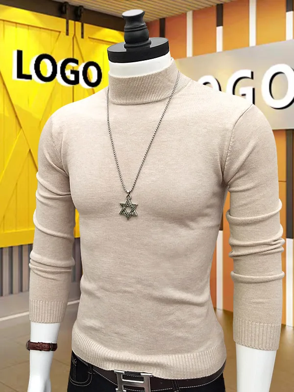 

Мужской высокий вязаный свитер, зимний теплый базовый слой, модный корейский пуловер, Новое поступление 2025 года, Busin Casual