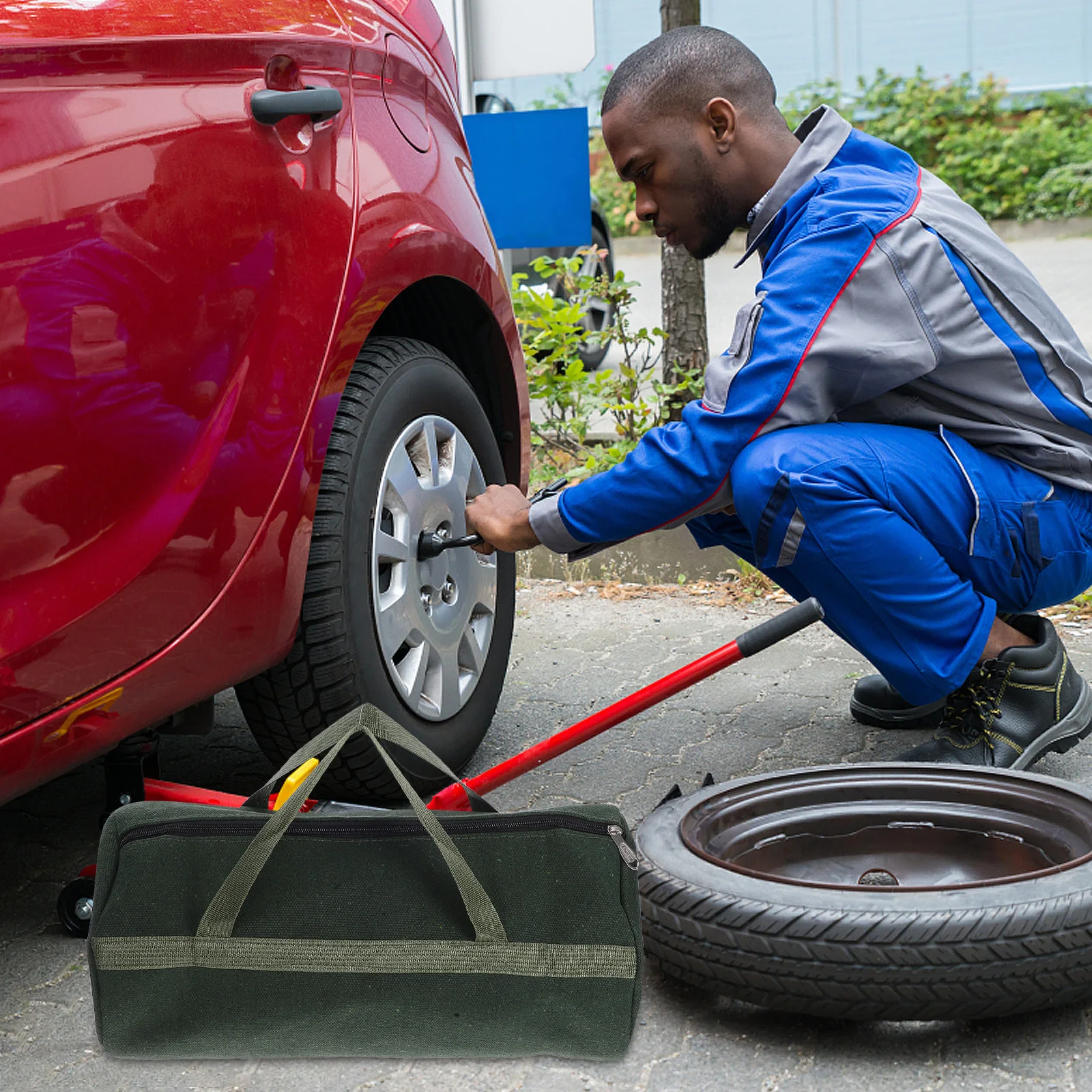 

Car Tool Bag 40X20Cm Large Capacity Waterproof Durable Fabric Construction Portable Auto Repair Tool Storage Organizer Heavy