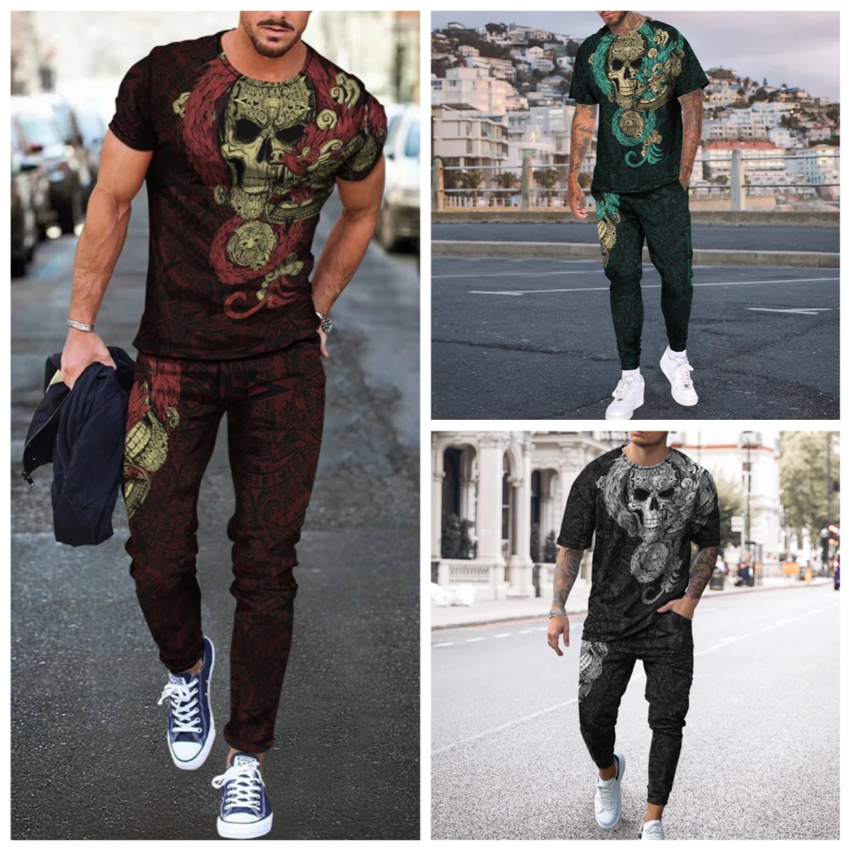 

2025 Hot Selling Men's Quick Drying Breathable Short Sleeved Pants Set Street Fashion Set Outdoor Pants Trendy Thin Set