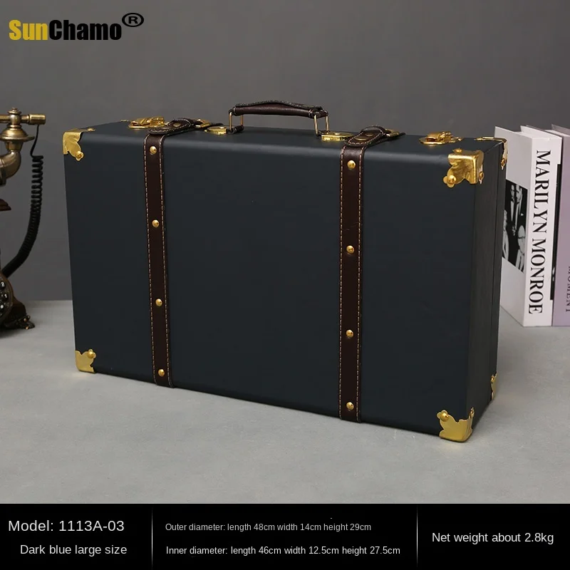 New Luxury Vintage Trunk Travel Hand Big Suitcases Leather Luggage Carry-on Under Bed Clothing Organizer Storage Box Antique Bin