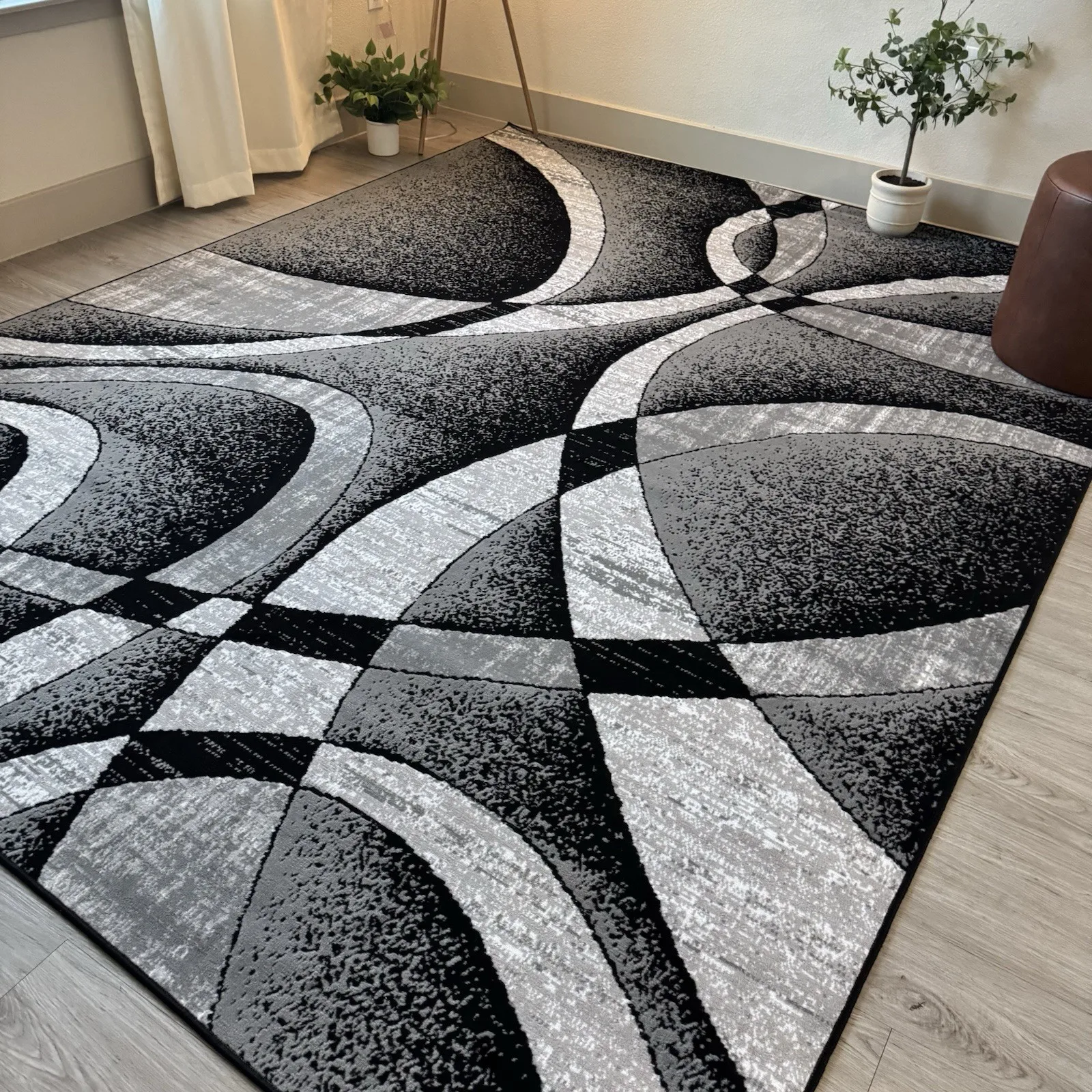 

Large Contemporary Area Rugs Carpet Living Room Rugs 5’x7’ Gray/Black