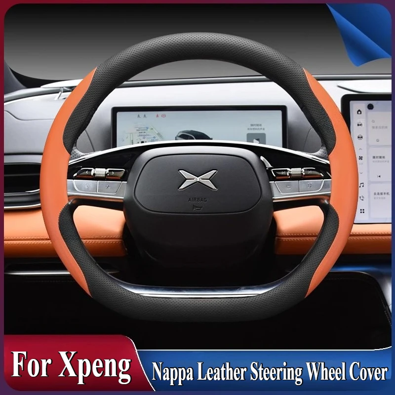 

For Xiaopeng Xpeng G9 G6 X9 P5 P7 G3 MONA M03 Nappa Leather Steering Wheel Cover Anti Slip Four Season Universal Car Accessories