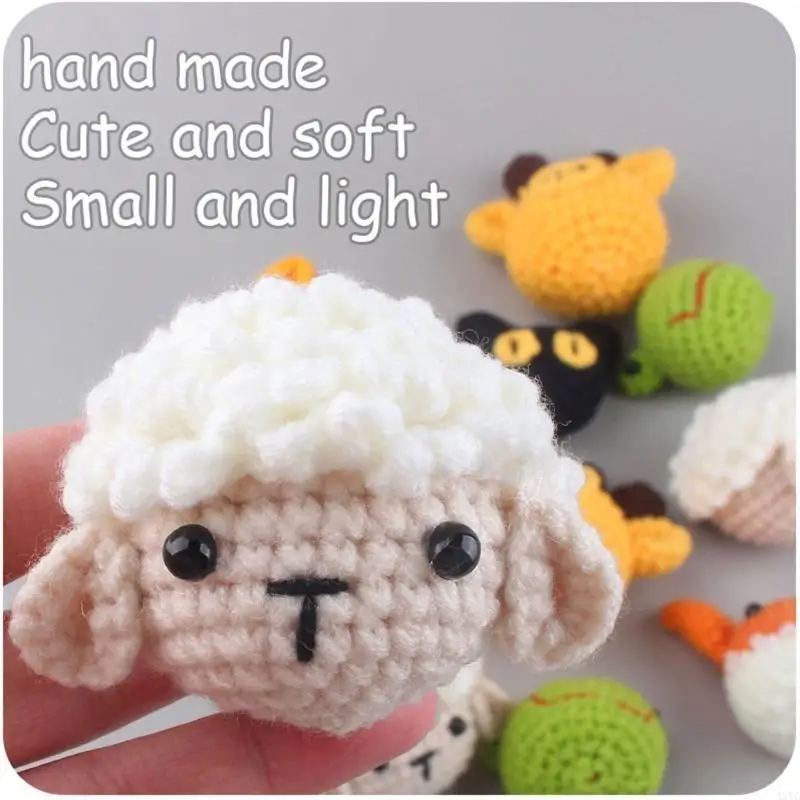 A5YC Handmade Crochet Animal for Head Knitting Beads DIY Baby Pacifier Chain Chewable