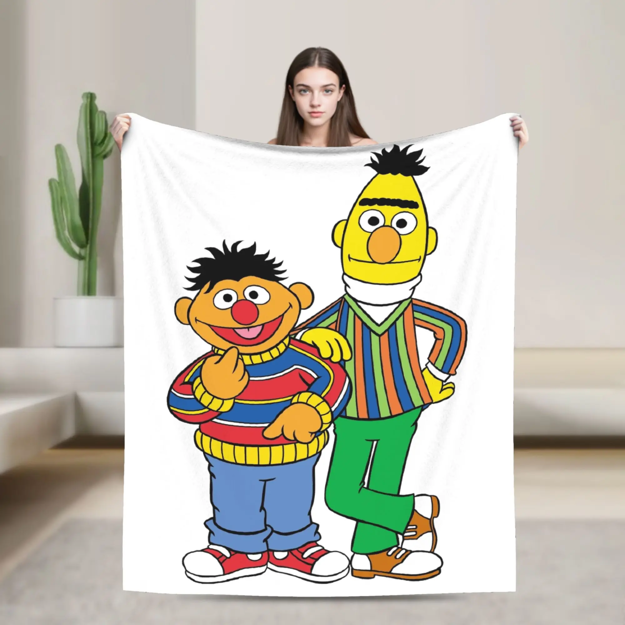 sesame street friends Blanket Cover Flannel  Super Soft Throw Blankets for Bedding Couch Bedspread