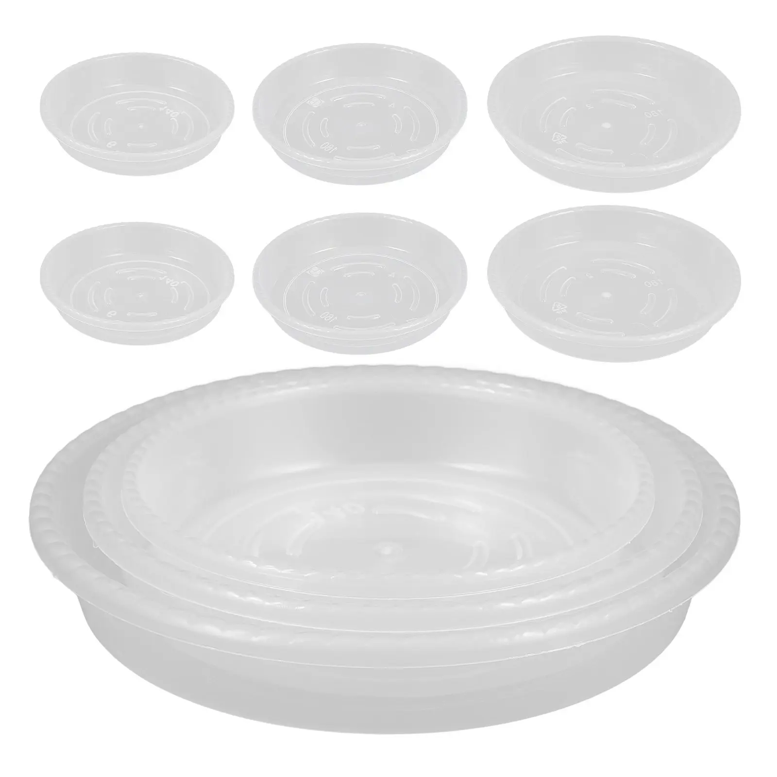 9Pcs Clear Plastic Plant Trays for Pots Sturdy Drainage Saucers with Non-Slip Base Ideal for Indoor Plants and Garden Pot