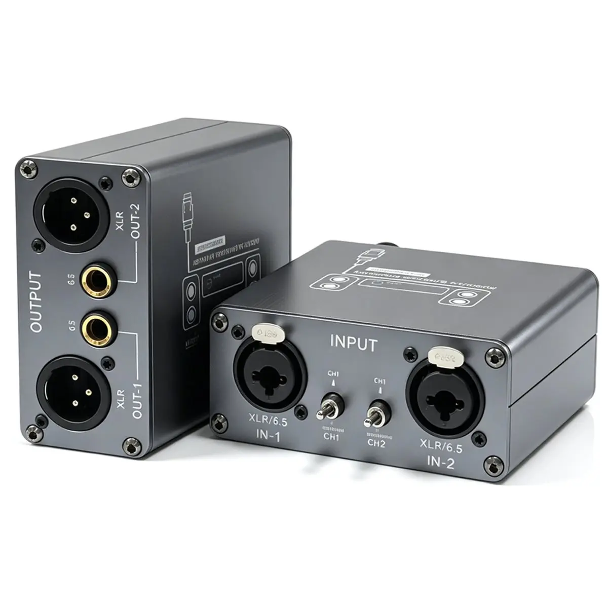 828BIGSALE 2-Channel XLR/6.5mm Audio Extension Amplifier XLR Balanced Audio Signal Extender over Ethernet Cable EU Plug