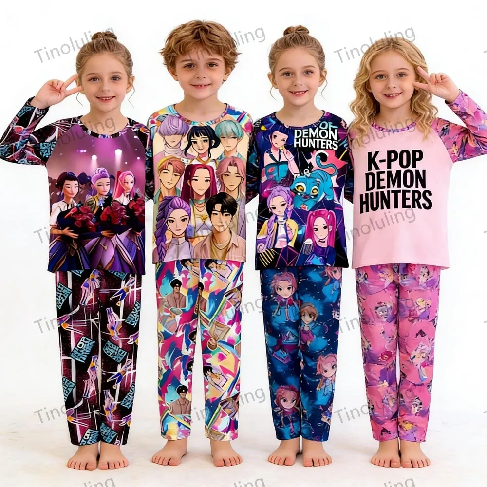 Pigiami Per Bambini E Bambine, Set Pigiama Per Bambini Da 3 A 12 Anni, Kpop Demon Hunters, Pigiami A Maniche Lunghe