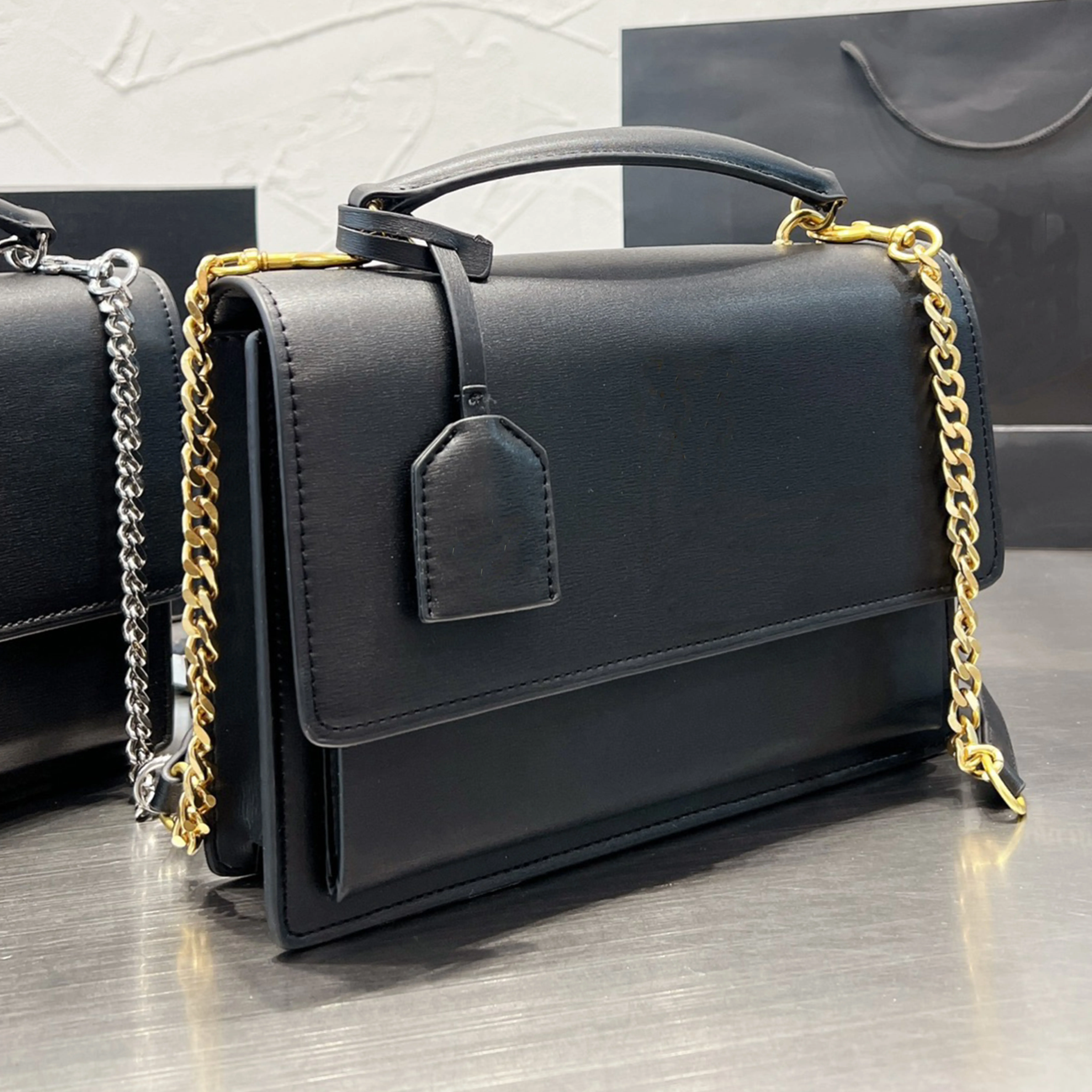 

Designer bag Women Bags Handbags Shoulder Bags tote bagg black calfskin classic diagonal stripes quilted chains double flap medi