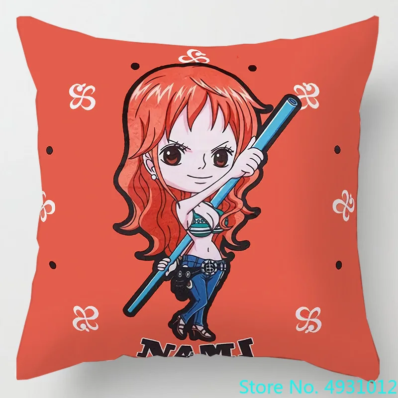 Anime One Piece Beauty Royin Nami Chopper Cushion Cover Pillowcase Sofa Car Home 45x45cm Bedroom Decoration Christmas Gift Toys