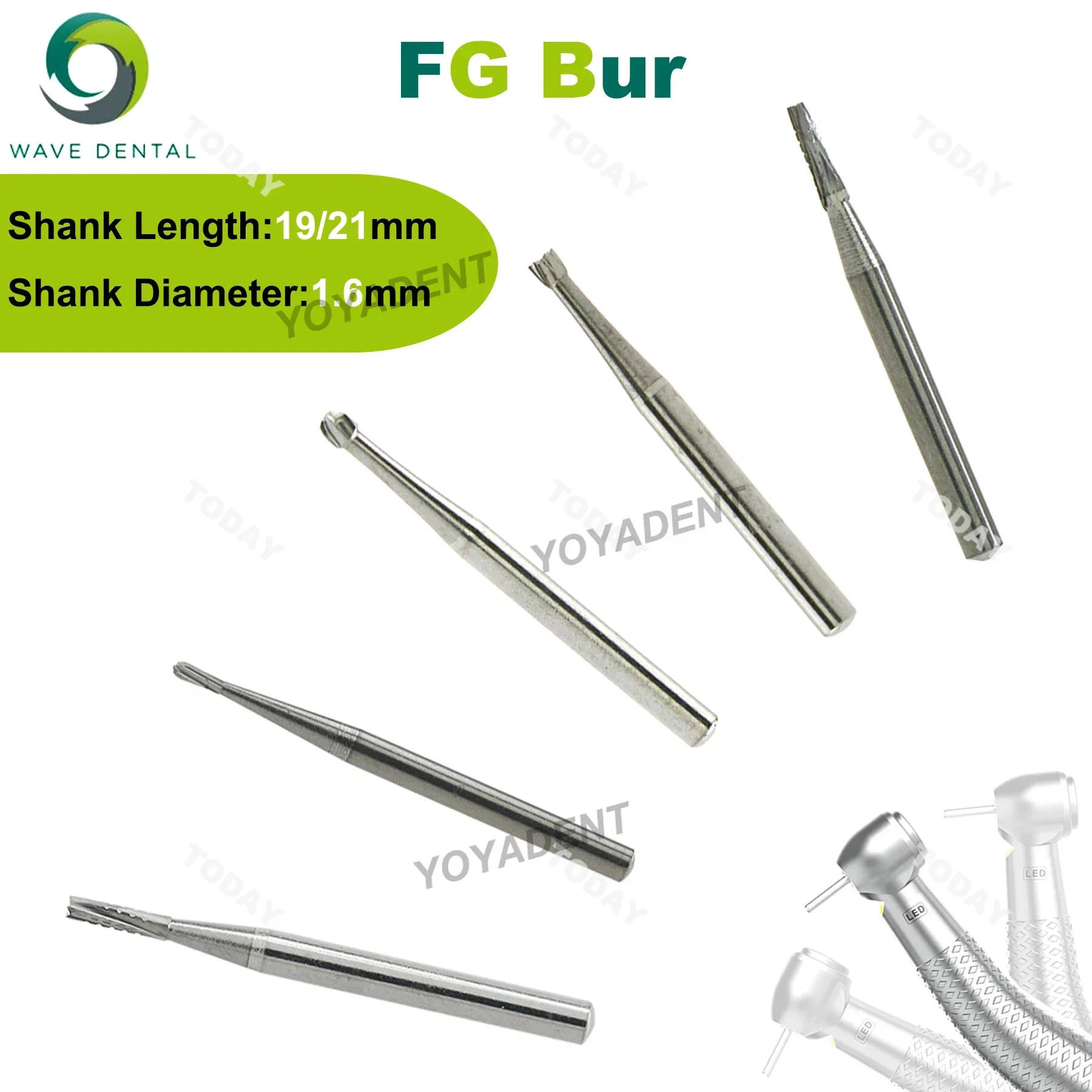 

PRIMA WAVE Dental Tungsten Carbide Burs Ball Round Head Strawberries FG Burs For High Speed Handpiece Dia.1.6mm 5Pcs/Pack