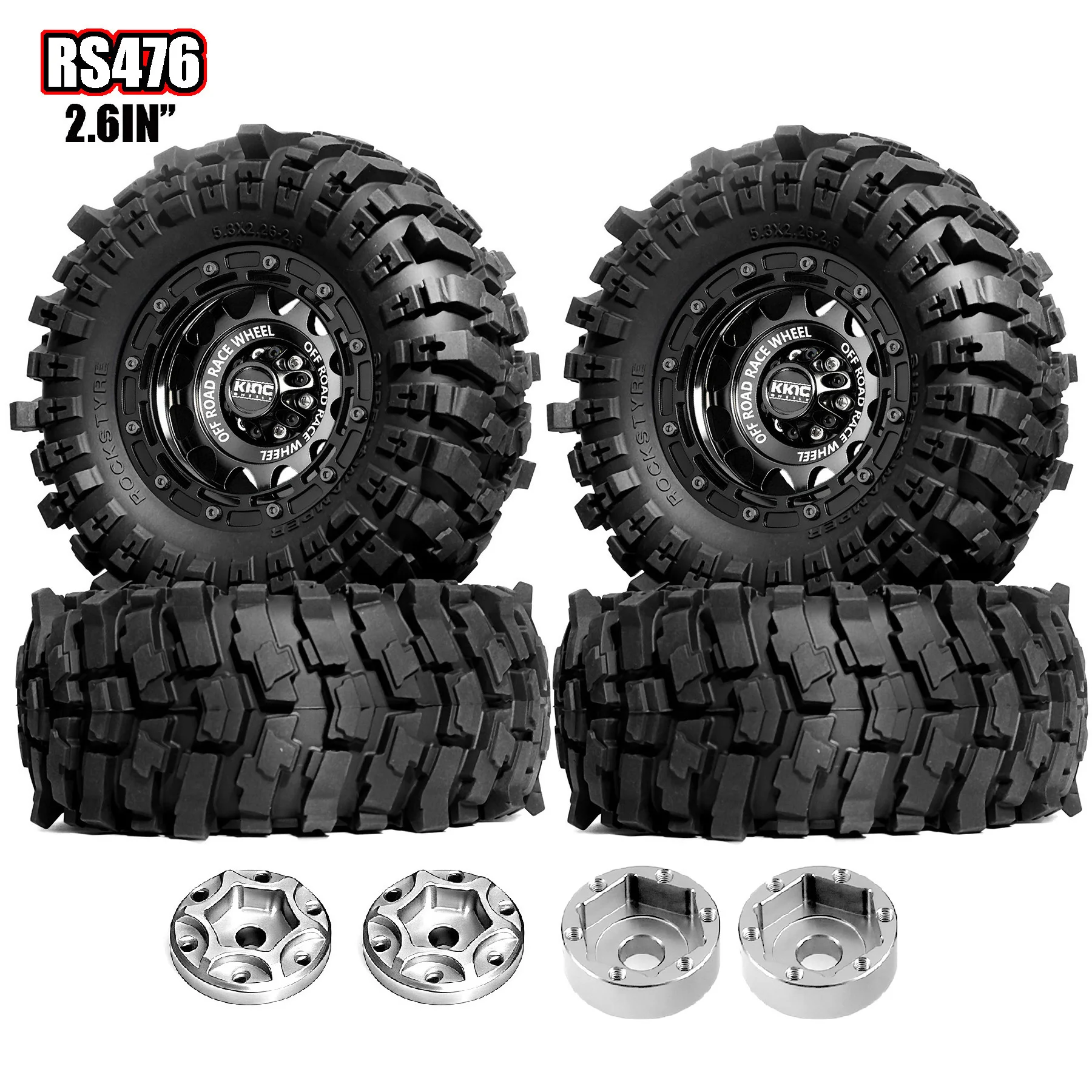 

2.6'' RC metal Wheels and off-road climb Tires for 1/7 1/8 1/10 RC Crawler Car Axial RBX10 MJX H8H MK07 KM4