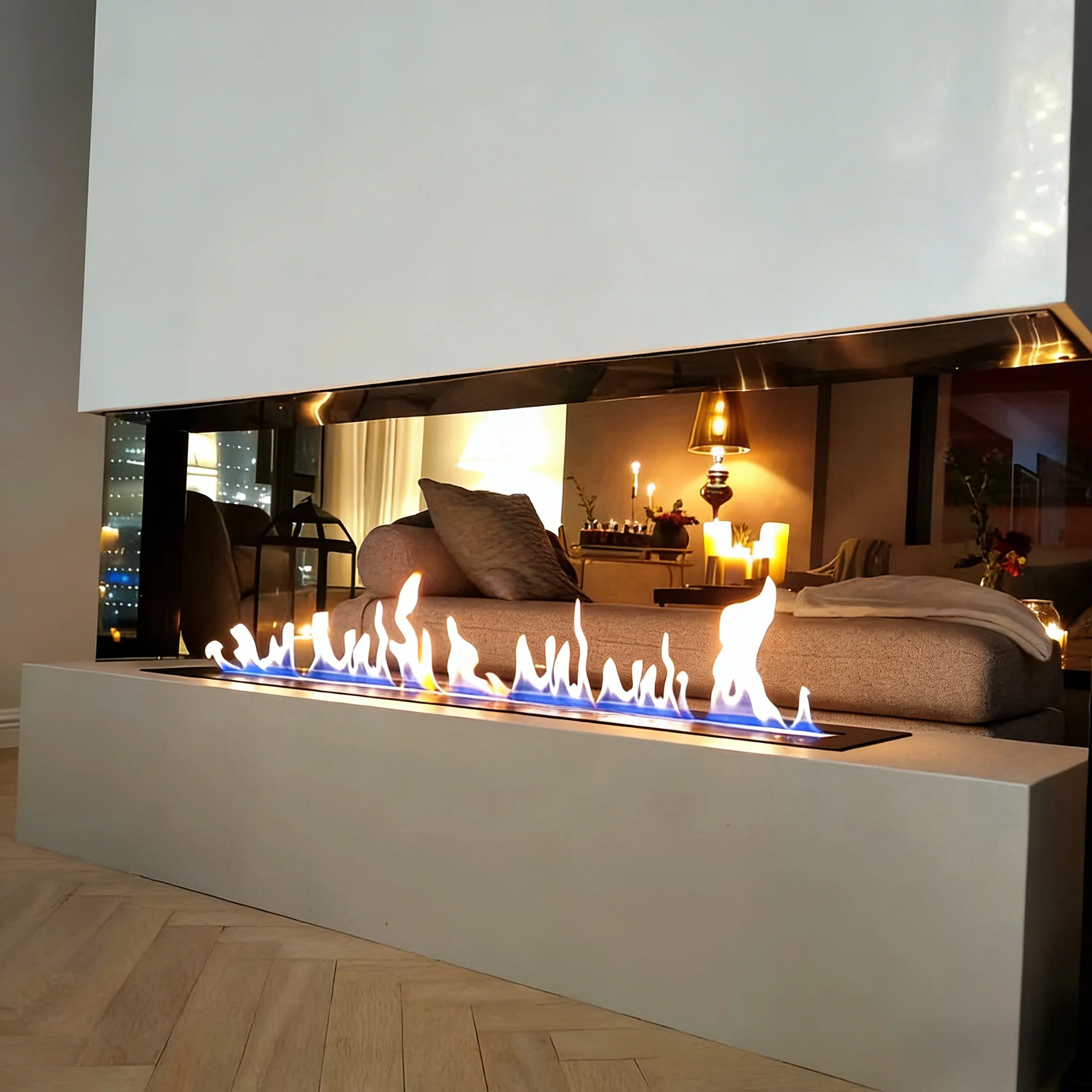 Bio Ethanol Fireplace, MGO Freestanding Heater, Ventless Real Flame Indoor Smokeless Fireplace for Living Room Villa view 3