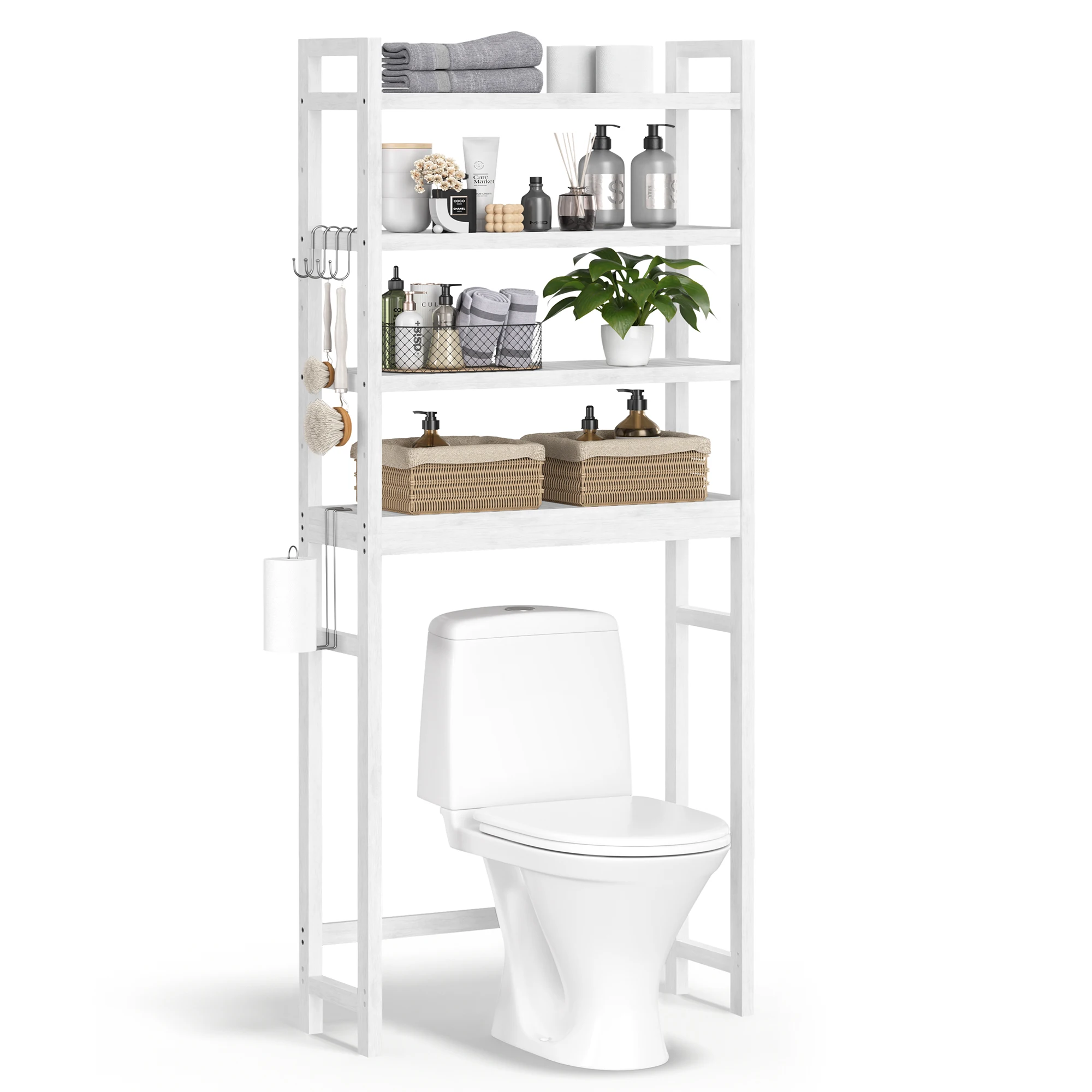 

SONGMICS Over The Toilet Storage, 4-Tier Over Toilet Bathroom Organizer with Adjustable Shelf, Fit Most Toilets