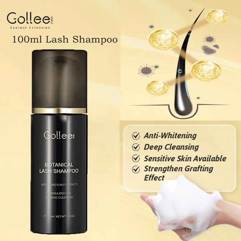 

Gollee Clean Eyelash Glue Lash Foam Kit Eyelash Cleaning Foam 100ml Brush Shampoo Eyelash Extension Cleaning Gentle Makeup