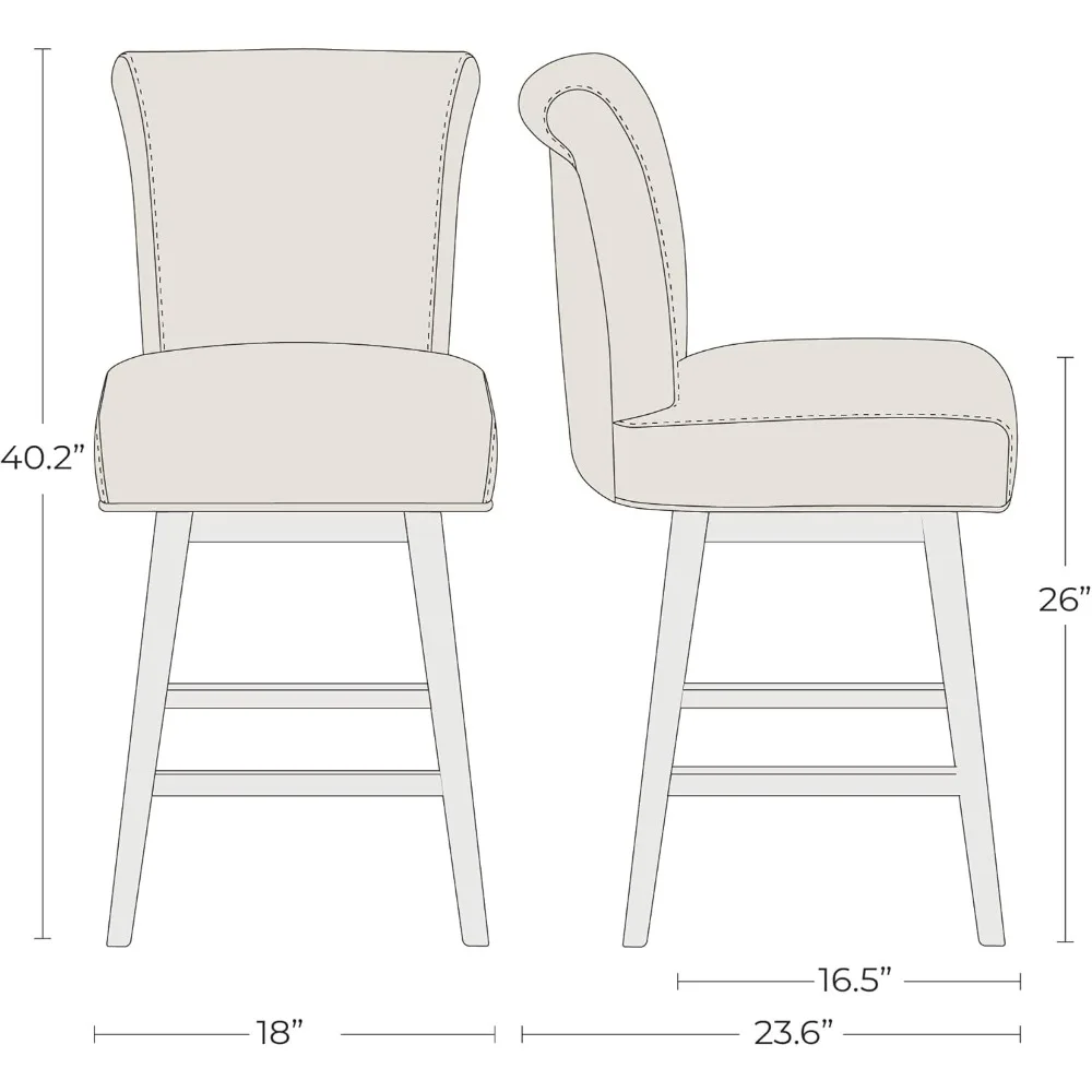 26 Inch Counter Height Swivel Bar Stools Set of 2, FSC Certified Modern Upholstered Faux Leather Swivel Barstool Chair