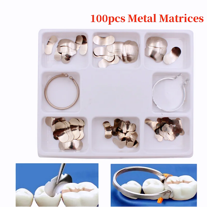 

100Pcs Dental Matrix Sectional Contoured Metal Matrices No.1.398 lmws 2 Rings