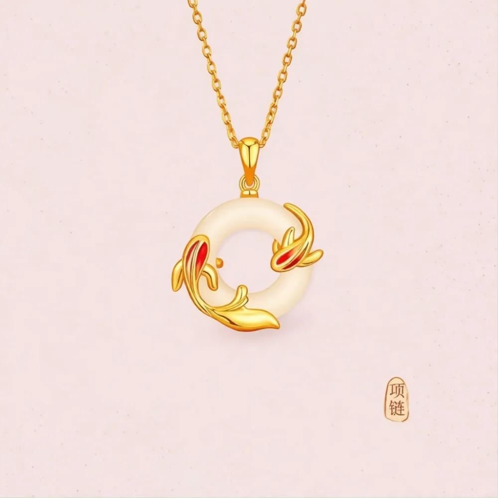 Minimalist Koi Necklace Pendant Women Fashion Clavicle Chain Luxury Accessory Elegant Jewelry Gift Trendy Daily Wear