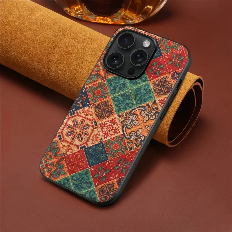 Fashion Luxury Flower Figure Leather Phone Back Case Cover for iPhone 15 14 13 12 11 XS Pro Max Plus XR SE 2022 7 8 Bumper Coque