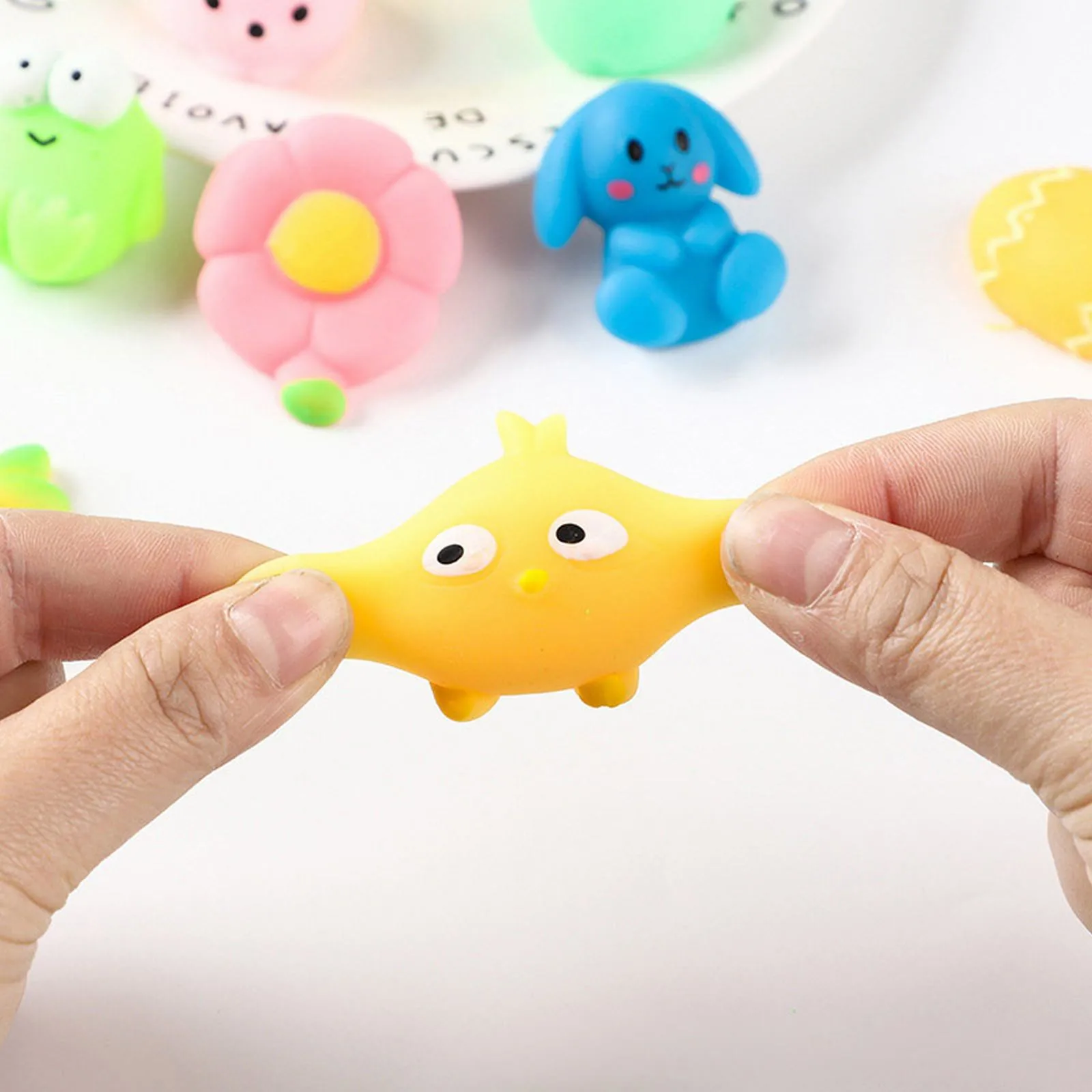 6 pezzi di Pasqua super carini polli uovo di coniglio giocattolo push bubble