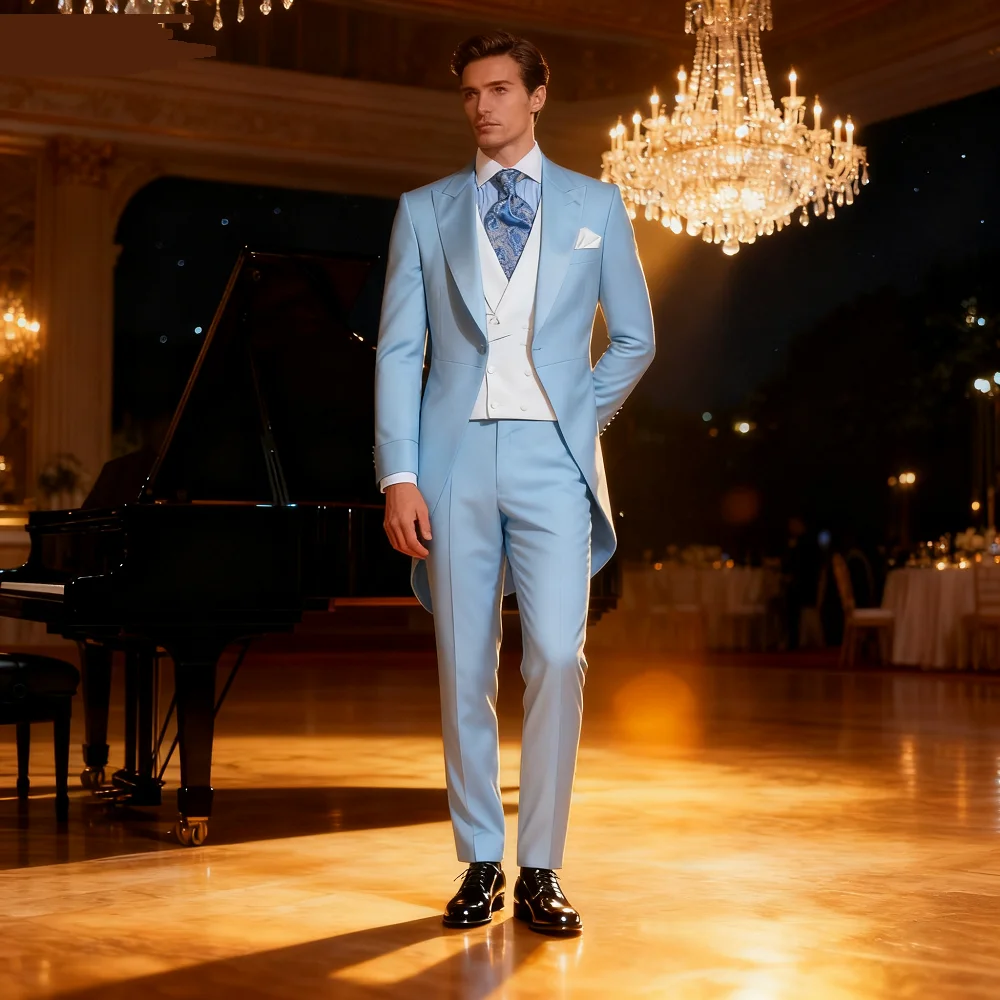 

Men's Formal Terno Fino Adjusted Smoking Suit 3-Piece Blazer Jacket Vest Pants Wedding Groomsmen's Suit Negocios Traje