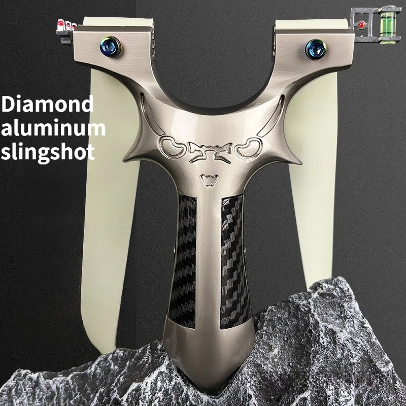 

Алюминиевая рогатка Diamond для взрослых, для стрельбы на открытом воздухе, с высокой мощностью, высокой точностью, с широкой плоской резиновой лентой