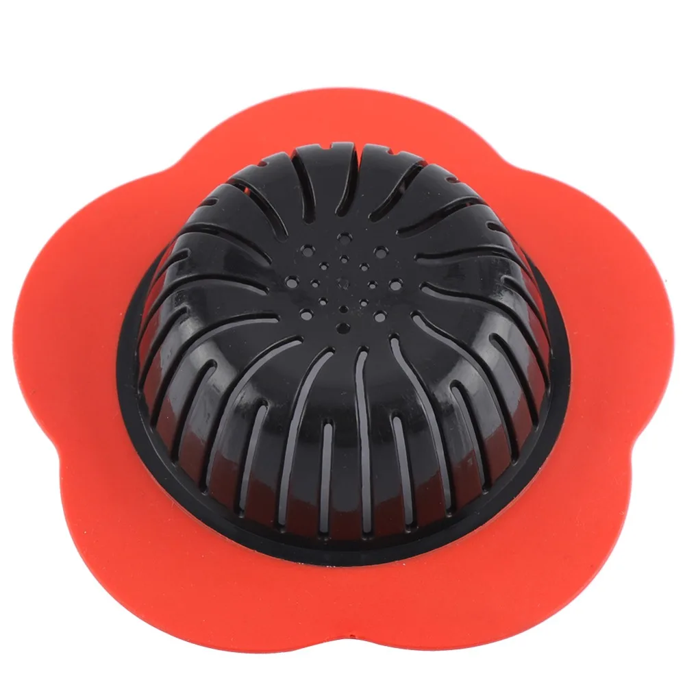 4 Pack 4.33 Inch Diameter Sink Drain Strainer Flower Shaped Wide Rim Design Kitchen Sink Strainer TPR Plastic Material
