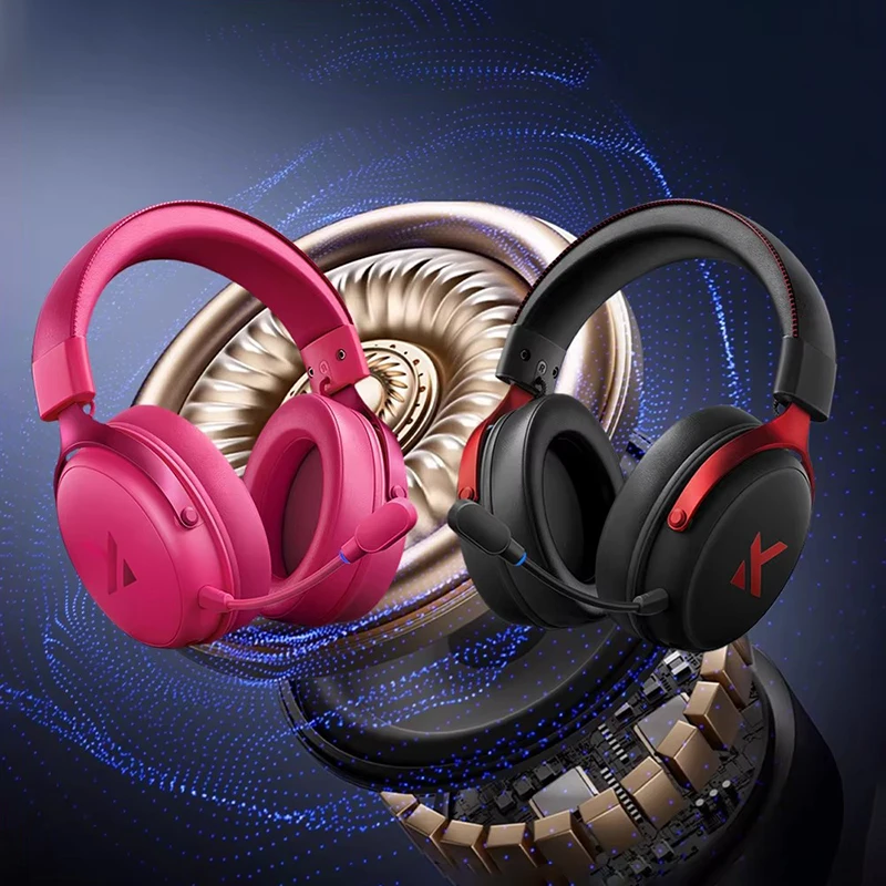 MCHOSE V9 Pro Fone de ouvido sem fio Bluetooth com microfone tri-modo Redução de ruído Som dinâmico e baixo atraso Presentes para escritório e jogos