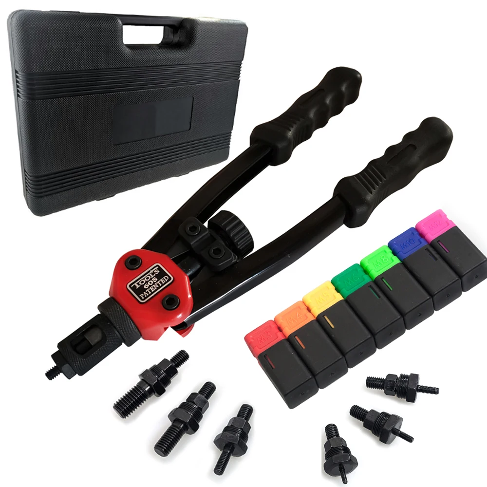 ALLSOME Riveter Gun Hand Gewinde Niet Mutter für M3 M4 M5 M6 M8 M10 M12 Mutter Werkzeuge Set Manuelle Dorne ram BT-605 mit Box