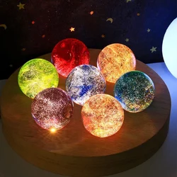 Seven Colored Crystal Balls LED Light Bolas De Nieve Cristal Adornos Para El Hogar Decoração Para Quarto Snow Globe