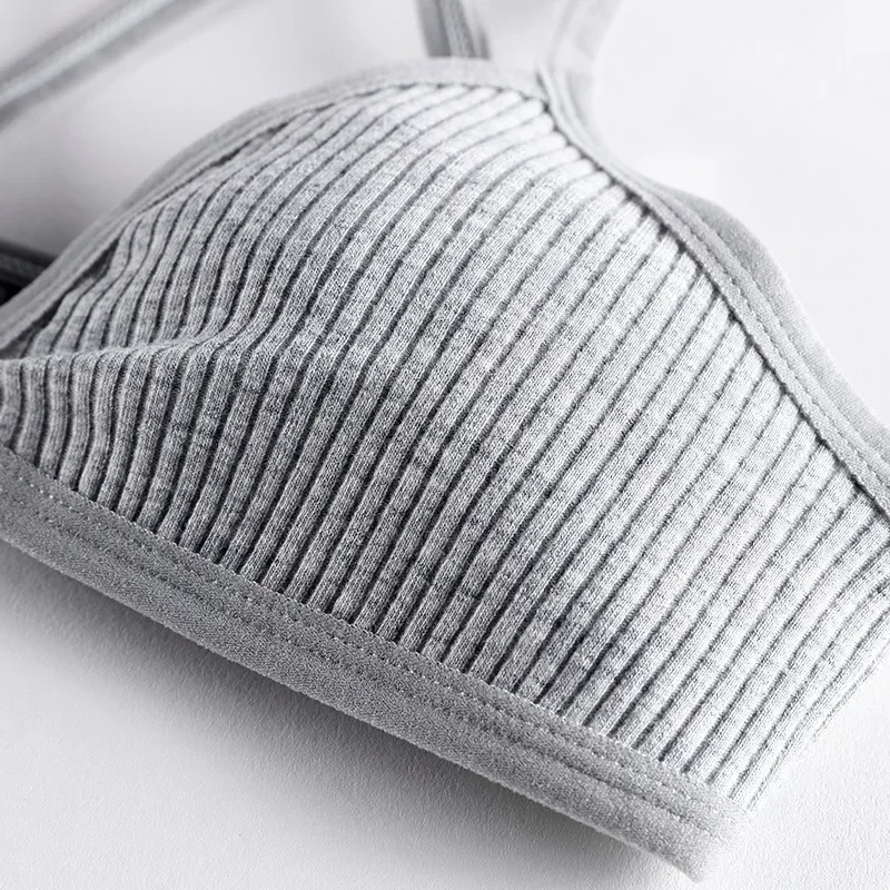 الراحة الملابس الداخلية حمالات الصدر القطنية للنساء رقيقة نمط غير المبطنة Bralette مثير عميق الخامس مثلث كوب الصليب الجمال الظهر الصدرية المؤنث