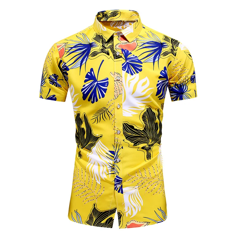 New Arrival Flower Shirt Men Summer Fashion Personality Print Short Sleeve Shirts Male Casual Plus Size Beach Hawaiian Shirt 7XL