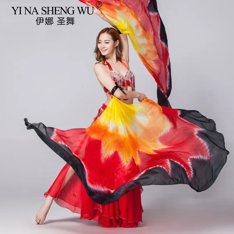 100% вуаль для танца живота, 1 пара крыльев Исиды, полукруглая шелковая вуаль, сценическая правая и левая рука, профессиональный реквизит для выступлений 100% вуаль для танца живота, 1 пара крыльев Исиды, полукруглая шелковая вуаль, сценическая правая и левая рука, профессиональный реквизит для выступлений