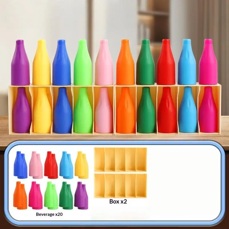 

[JN] 1 Set Early Education Logical Thinking Game Drink To Drink Color Sorting Cup Color Matching Classification Montessori Toy