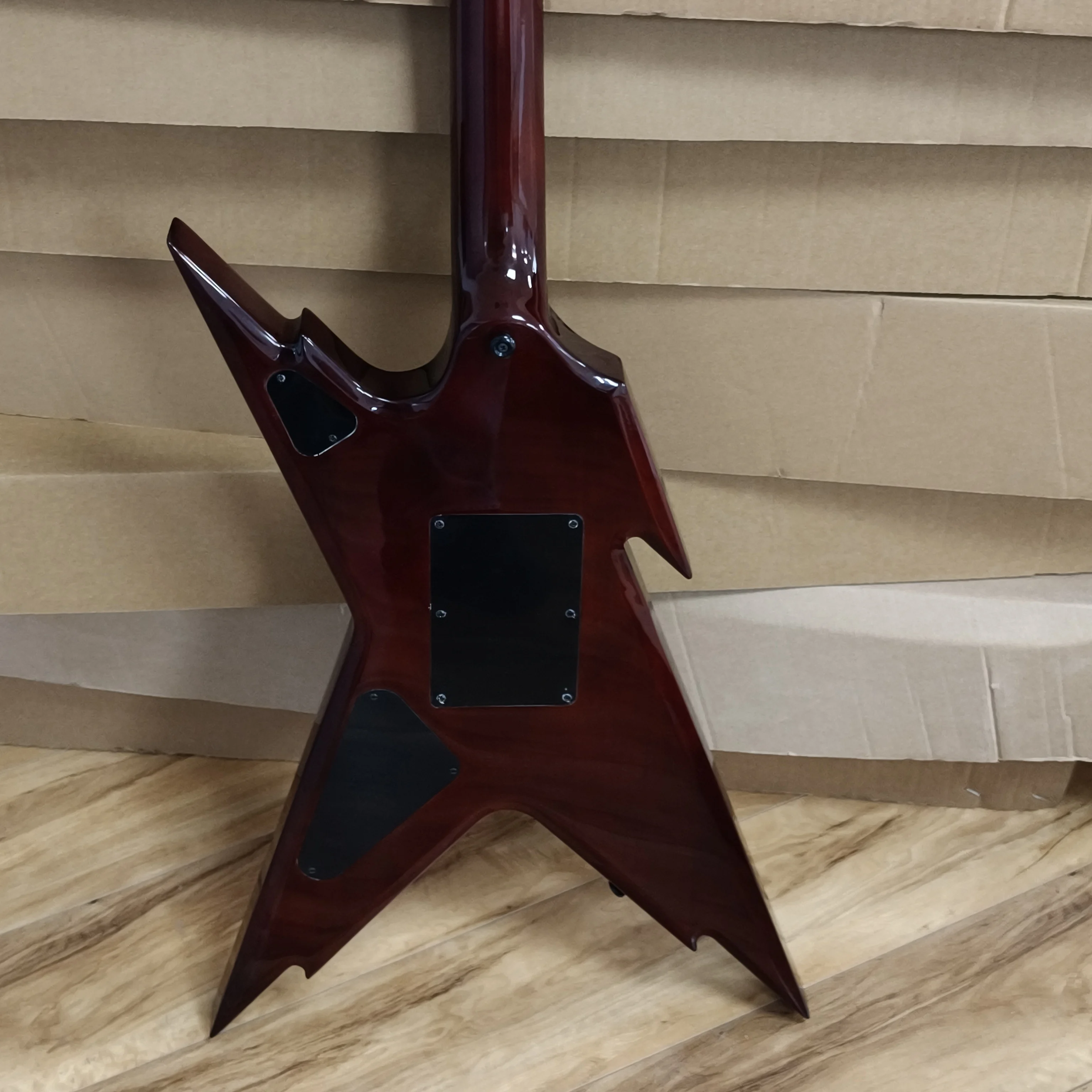 Green Yellow Burst Razorback V Electric Guitar Rosewood Fretboard Double Locking Tremolo Metal Rock Guitar In Storck