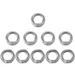 10pcs 304 Stainless Steel Threaded Nut Fastener Ring Shape M8(5/16