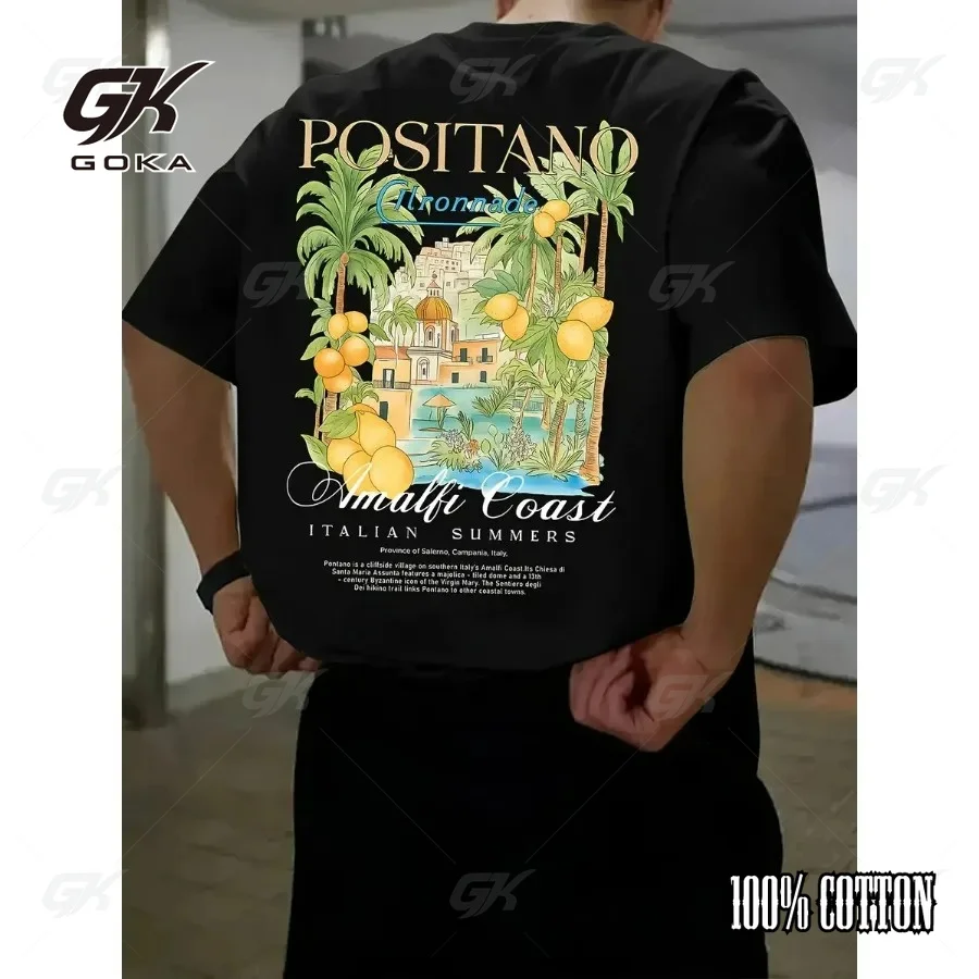 Positano Amalfi Coast Italian Summers T-Shirt, White Italy Travel Graphic Tee, Mediterranean Vacation Aesthetic Casual Tops