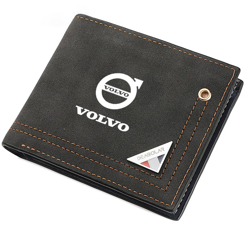 

Frosted Leather Car Logos Wallet Coin Pocket Photo Card Men Purses For Volvo XC90 V90 V60 XC60 V40 S80 S60 S90 C40 XC40 V70 XC70