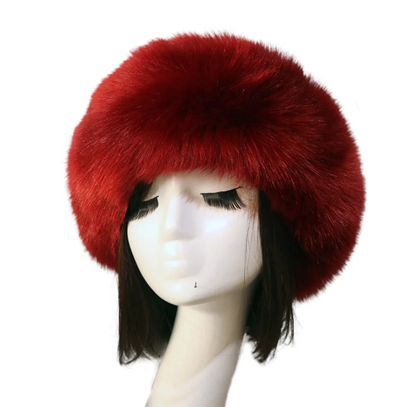 2024 Women\'s Winter Artificial Fur Russian Ushanka Hat Thick Warm Blaclava Caps Earflap Faux Fox Beanies For Ladies Outdoor Hats