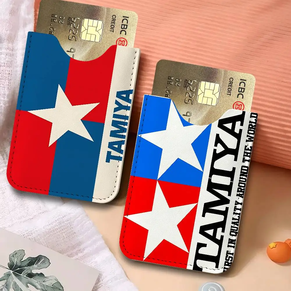 T-Tamiya Logo Pu Leather Credit Card Holder Slim Business Cardholder Anti Theft Id Organizer for Men Women Outdoor Carrying