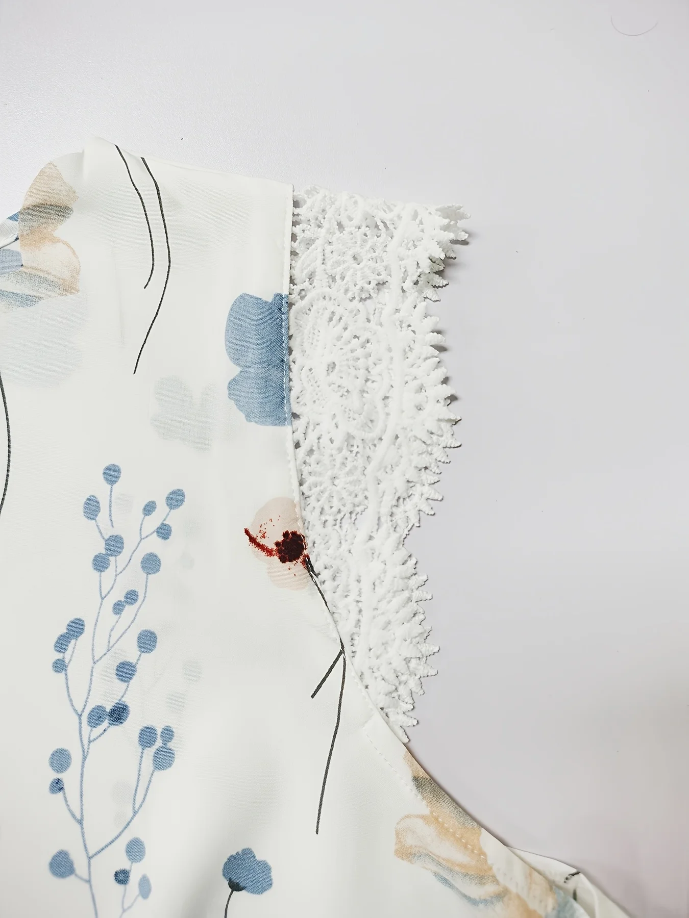 سترة نسائية أنيقة كبيرة الحجم مع طباعة الأزهار الياقة البتلة الخامس الرقبة الدانتيل الربط بلا أكمام لارتداء غير رسمي #3