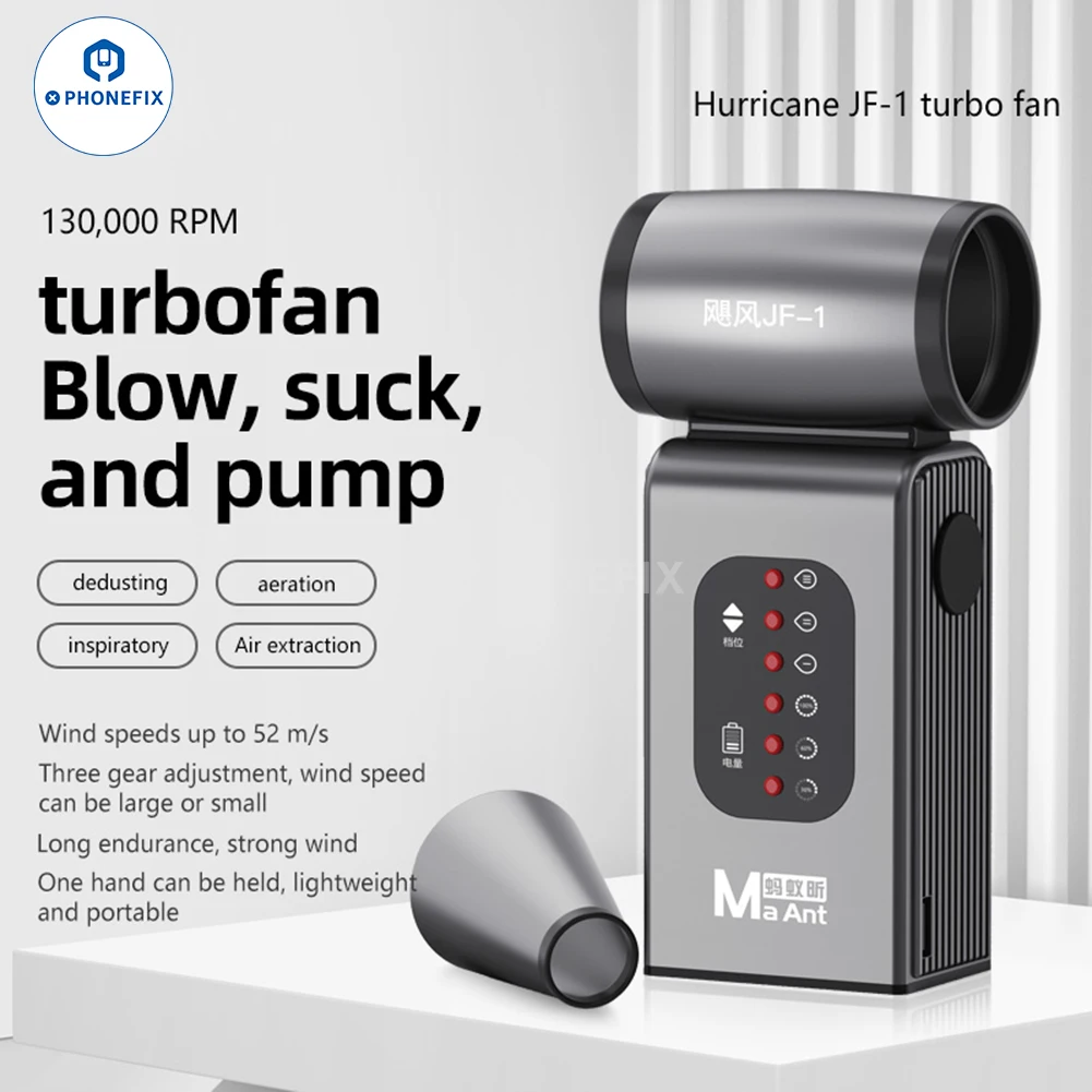 

MaAnt Hurricane Violent Blower Handheld JF-1 Mini Brushless Motor 130,000 RPM Blower Turbo Jet Fan for Dust Suction Hair Dryer