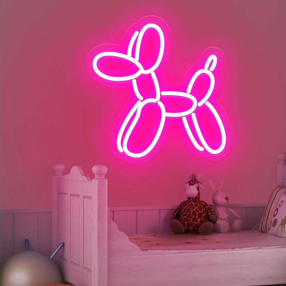 Balloon Dog Neon Sign Cute Animal Lamp Kids Birthday Gift Bedroom Store Club Home Party Wall Personalization Decorate LED Light