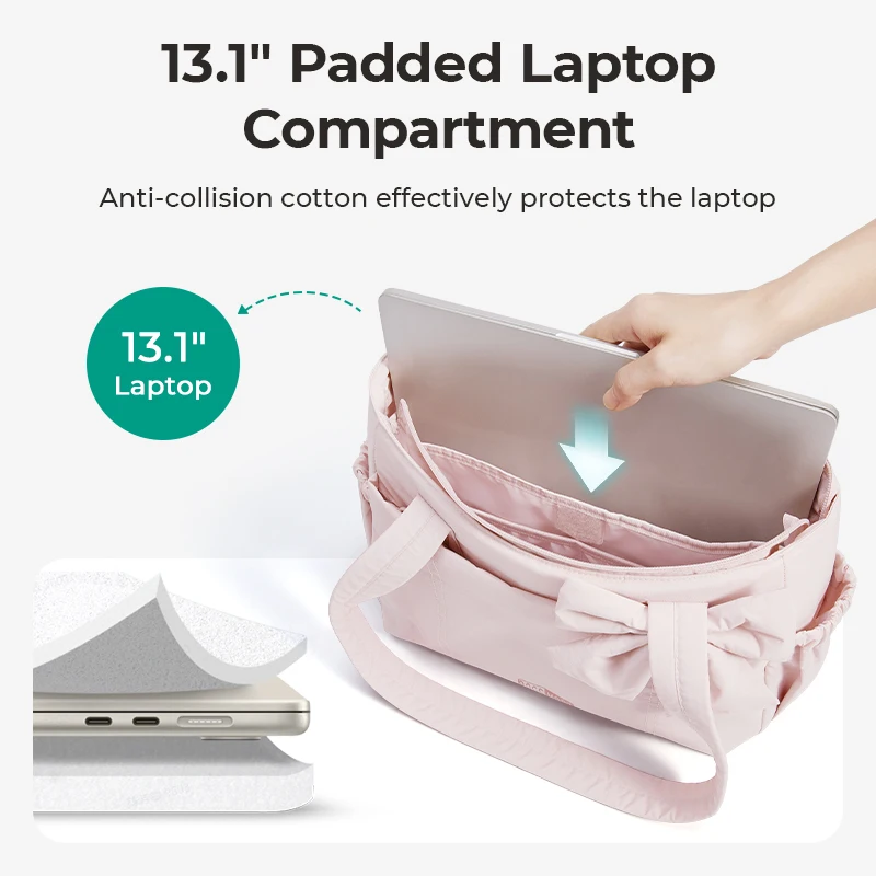 BAGSMART Tote Bag University Padded Shoulder Bag for Women Large Capacity Travel Handbag Daily Commute Women's Bag